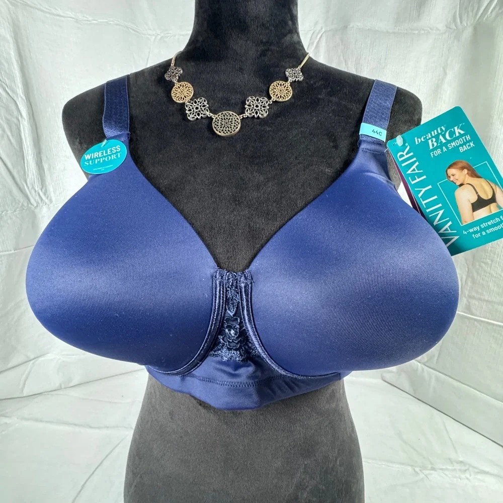 Vanity Fair Beauty Back Wireless Support Womens Bra 71380 Ghost Navy 44C